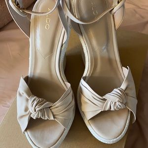 Aldo Beige Wedge Sandals